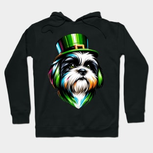 Shih Tzu in Leprechaun Hat Celebrates St. Patrick's Hoodie